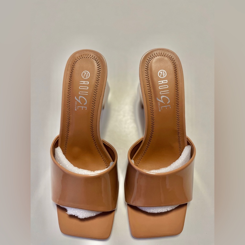 Rouge! Women’s Tan Bloqued heels, size 7.5 - Picture 4 of 9